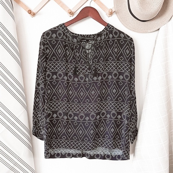 Madewell Lace-Up Peasant Top in Caravan Print - Picture 1 of 7